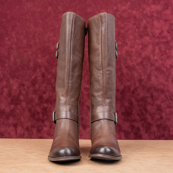 Naturalizer Women Jessie Strap Zip Brown Leather Buckle Riding Boots Size 8 - Picture 4 of 10